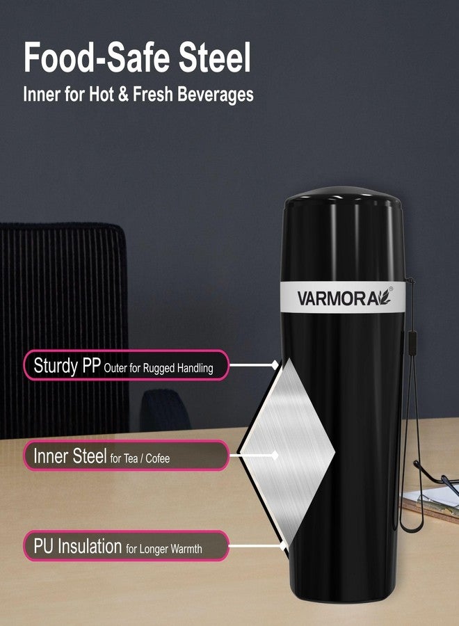 Varmora Aqua Optima Insulated Tea Flask | Steel Inner | 300ml | Black - Image 4